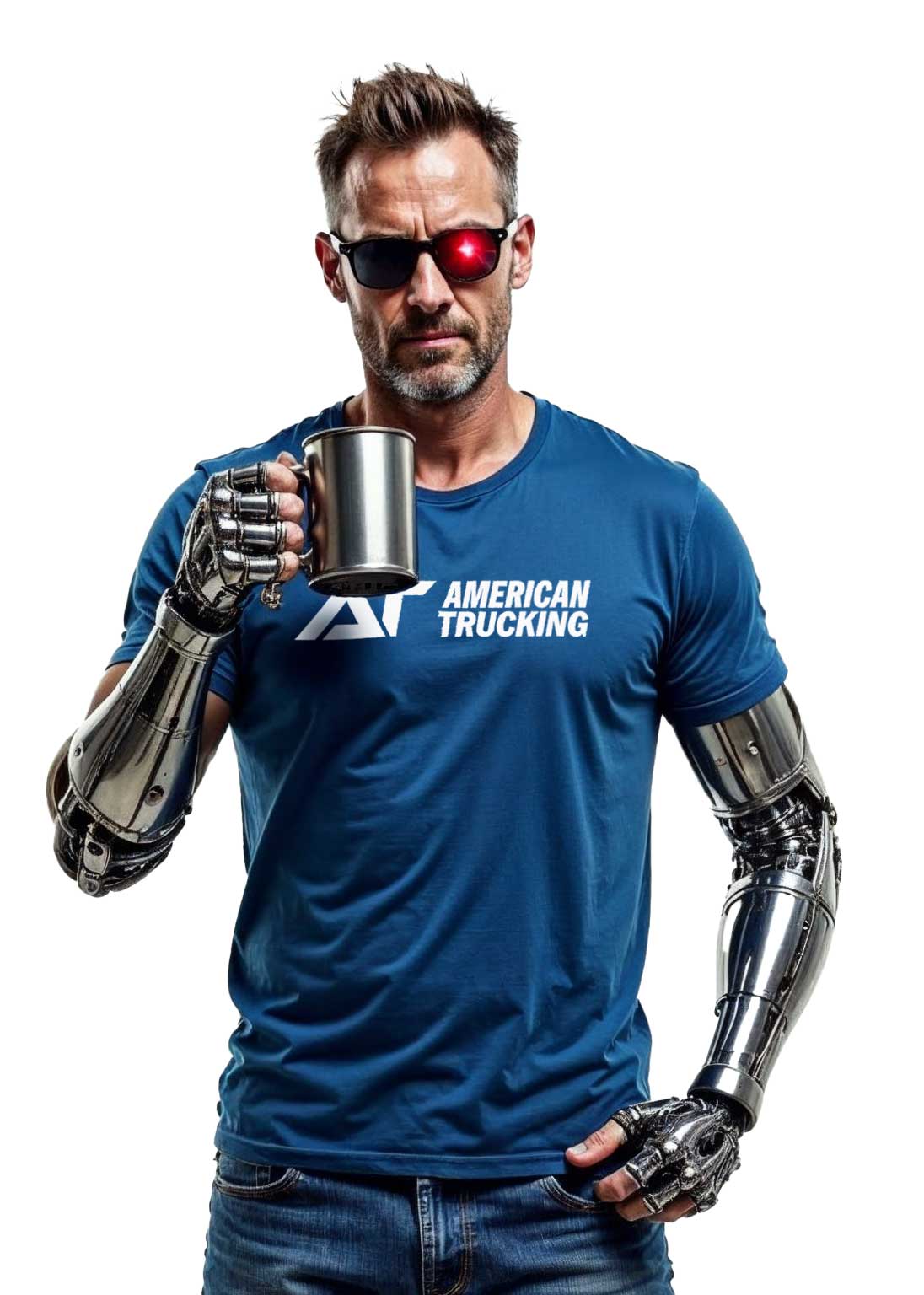 tony-rigs-blue-at-shirt Tony Rigs with American Trucking.